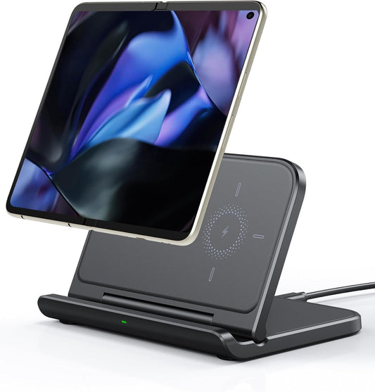 SwanScout Wireless Charger for Samsung Z Fold 6/Google Pixel 9 Pro Fold/Pixel Fold, Foldable Fast Charging Station Stand for Galaxy Z Fold 6/Z Fold 5/Z Fold 4/Z Fold 3, SwanScout 503S (No Adapter)