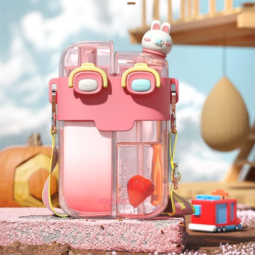 Aufona 25oz Kawaii Water Bottles with Two Ways to Drink, Two Different Drinks in One Cup, Cute Creative Outdoor Drinking Cup for Camping Hiking Backpacking Travel Office (pink)