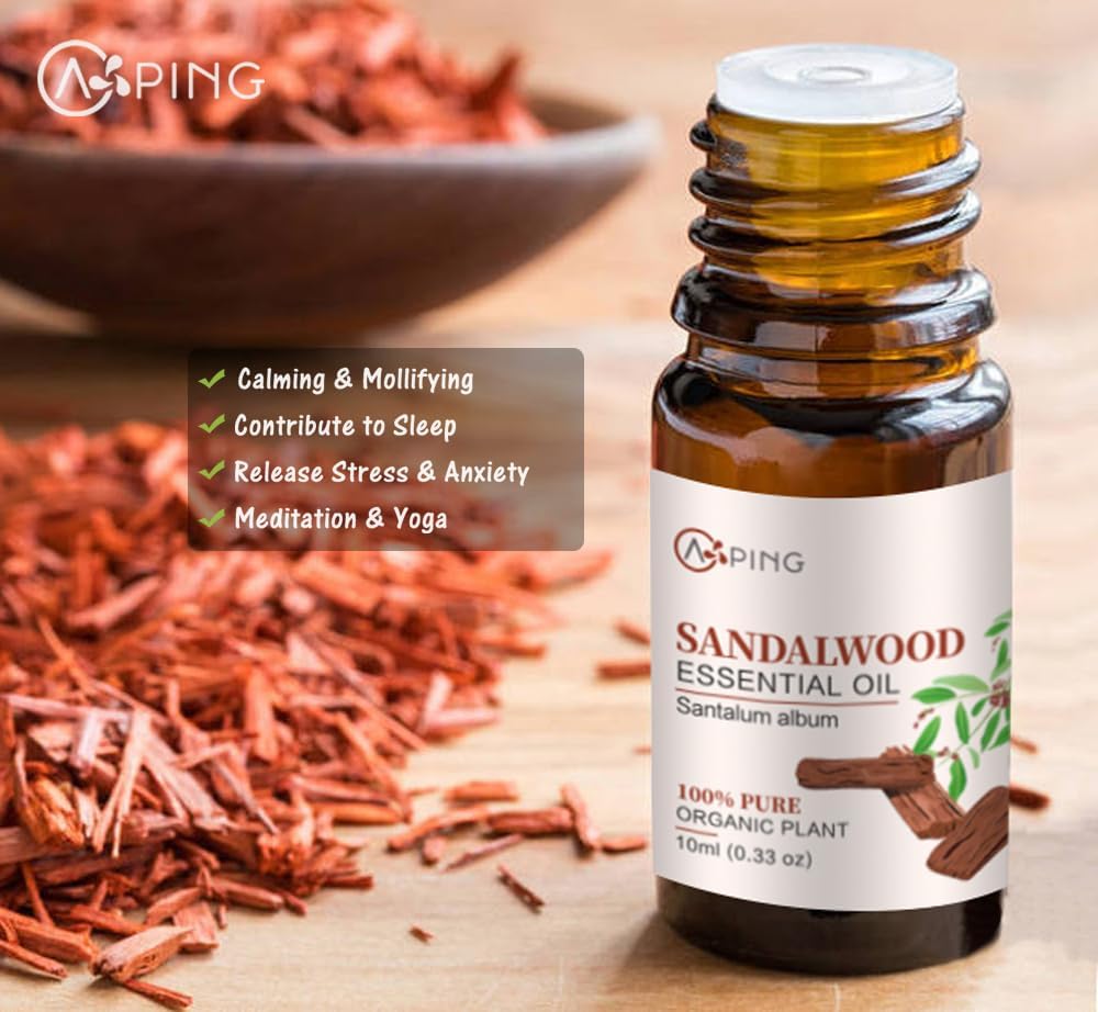 Rose & Sandalwood Essential Oils - 100% Pure Organic Natural Plant Oils for Diffuser, Aromatherapy, Spa, Massage, Yoga, Perfume, Body - 2x10ML