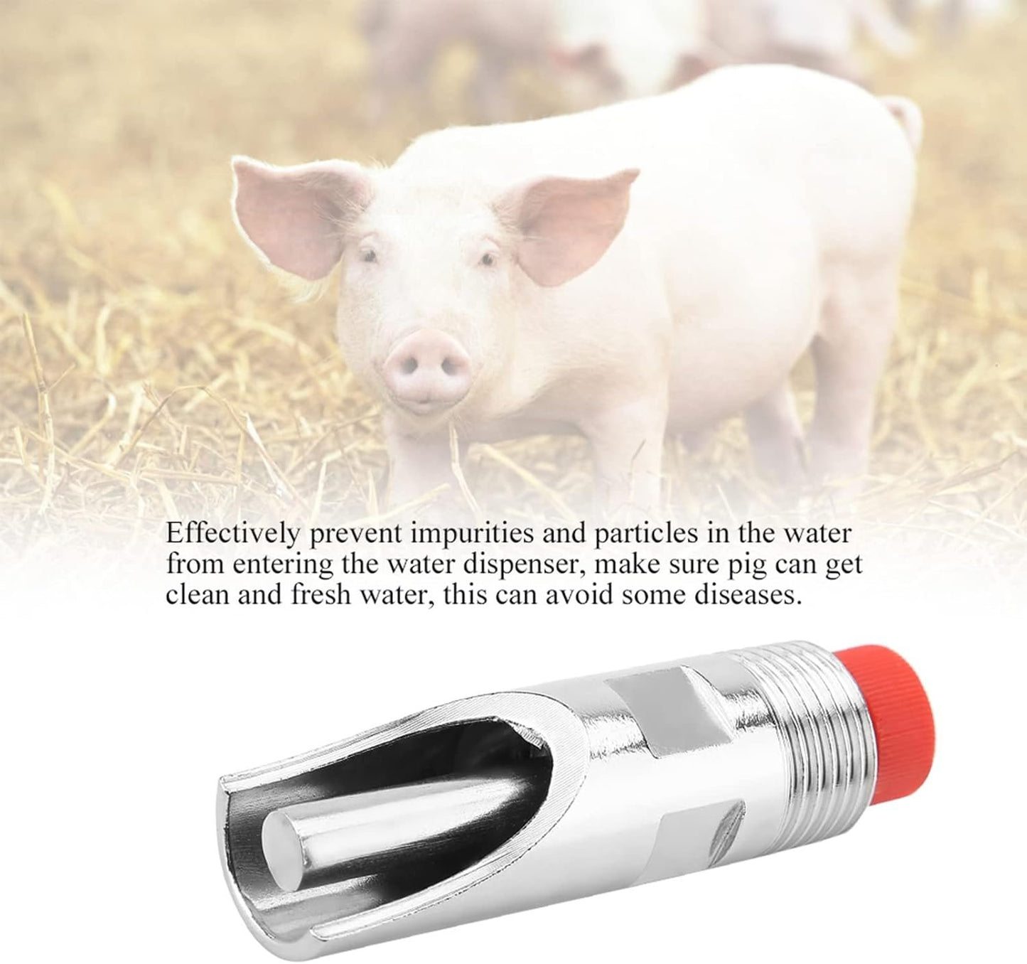 5pcs Water Nippler Stainless Steel Automatic Animal Drinker Tool Easy to Use and Maintain Feeding Watering Set Red Cap Duckbilled Home Farm Drinking Supplies