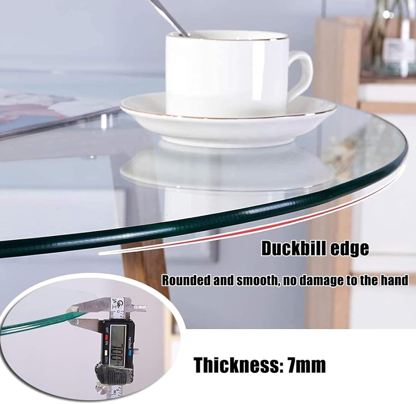Tempered Glass Dining Table Top.Pian Transparent Tempered Glass Table Top, Round Dining Table Glass Panel Protector, Flat Polish Edge, Crystal Clear Protective Cover, (65 cm (26 inch))