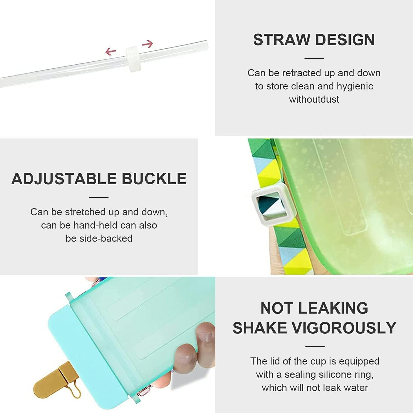 Popsicle Water Bottle with Strap, Creative Kawaii Water Bottle with Straw for Kids Transparent Water Jug Juice Drinking Cup Suitable for Camping Outdoor Travel Kids School 300ML