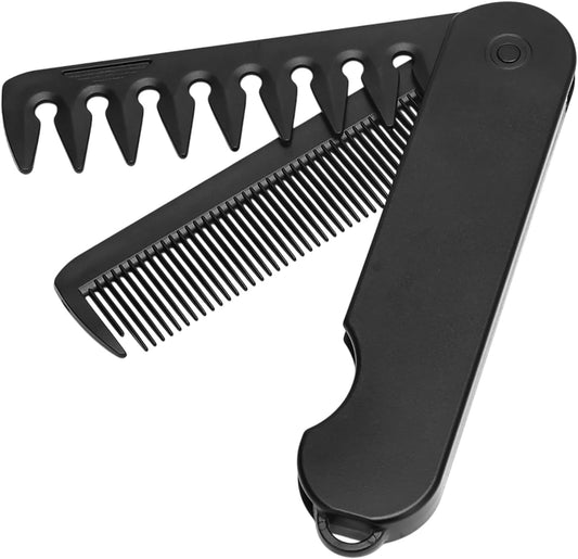 Folding Comb for Men - Pocket Hair Tool Foldable and Beard Comb for Travel | Compact Hair Care Comb - for Moustache, Beard and Hair on the Go