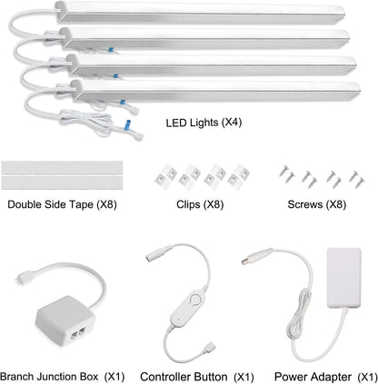 Cefrank Smart Under Cabinet Lighting | Alexa & Google Assistant Compatible | Dimmable 2700-6000K Color Temp Adjustable | Energy-Efficient V-Shape 4pcs 30cm LED Light Bars