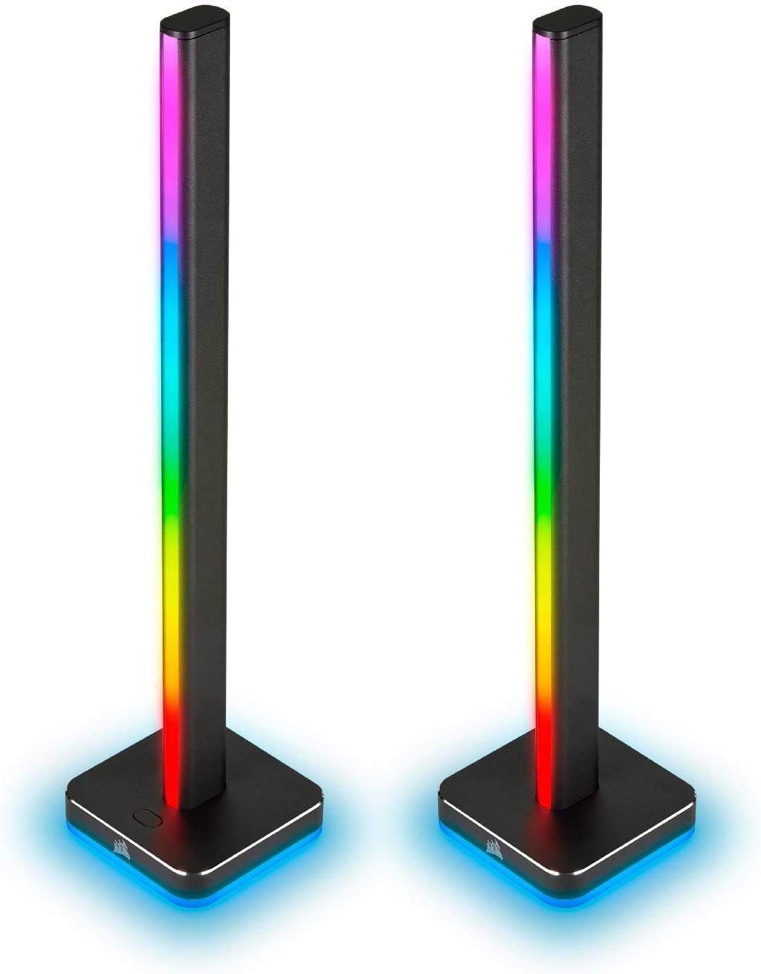 Corsair iCUE LT100 Smart Lighting Towers Starter Kit (Two 422 mm-Tall Towers with 46 Customizable LEDs Each, 11 Preset Lighting Profiles, Built-in Light Diffusion, Removable Headset Holder) Black