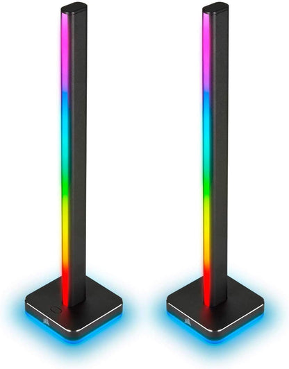 Corsair iCUE LT100 Smart Lighting Towers Starter Kit (Two 422 mm-Tall Towers with 46 Customizable LEDs Each, 11 Preset Lighting Profiles, Built-in Light Diffusion, Removable Headset Holder) Black