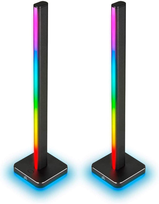 Corsair iCUE LT100 Smart Lighting Towers Starter Kit (Two 422 mm-Tall Towers with 46 Customizable LEDs Each, 11 Preset Lighting Profiles, Built-in Light Diffusion, Removable Headset Holder) Black