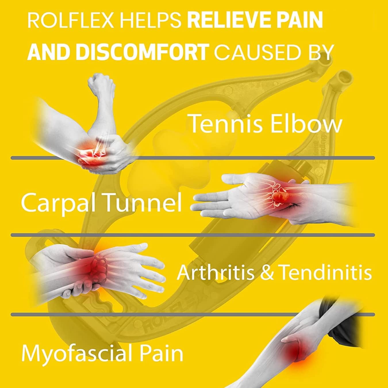 Rolflex Pro W/Dual Stability Rollers (DSR) - Best Myofascial & Trigger Point Full Body Tool - Foam Roll Over 95% of Your Body with Leverage Instead of Gravity