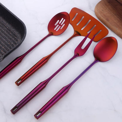 Set di 10 utensili da cucina in acciaio inox con utensili da cucina in titanio arancione rosso e utensili da cucina e gadget, tra cui cucchiai, spatole, spatole e mestolo