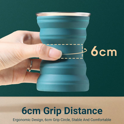 AIMALL Silicone Folding Cup, Portable Retractable Travel Mug with Lid, Mini Cup for Outdoor, Business & Travel, Hot & Cold Beverage, 3.18 x 4.13in