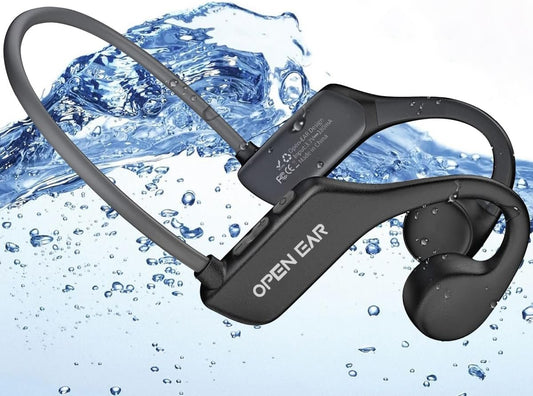 Bone Conduction Headphones Swimming Headphones, IP68 Waterproof Wireless Headset Bluetooth v5.3, Built-in 32G with MP3 Player, Open Ear Sports Earphones for Swimming, Sports, Running