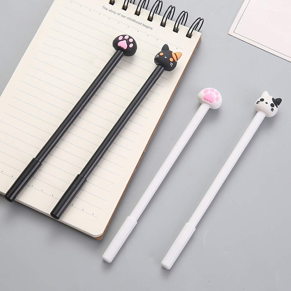 YRYUNRUI 12 Pcs Cute Pens Kawaii Pens Fun Pens, 0.5mm Cartoon Cat Black Ink Writing Gel Ballpoint Pens, Korean Japanese Stationery School Supplies for Teen Girls Women Gifts (Cat paw)