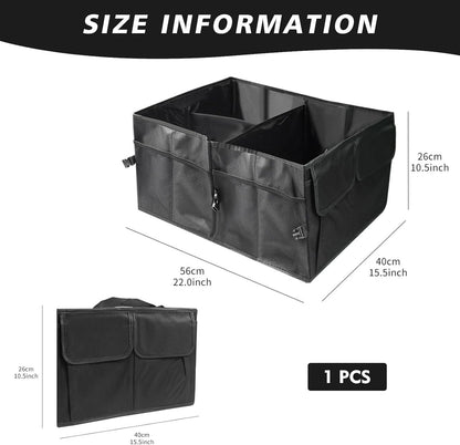Car Trunk Foldable Multi-Compartment Car Organizer With Removal Lid Foldable Trunk Organizer For Suvs & Sedans Sturdy Car Organization For Car Accessories (Black)