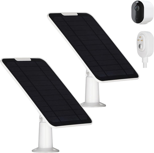 Upgrade 2 Pack 5W Solar Panel Charging Compatible with Arlo Pro 3/Pro 4/Pro 5S/Ultra/Ultra 2/Go 2 Continuous Power Supply IP65 Weatherproof with 9.8ft Charging Cable and Adjustable Wall Mount