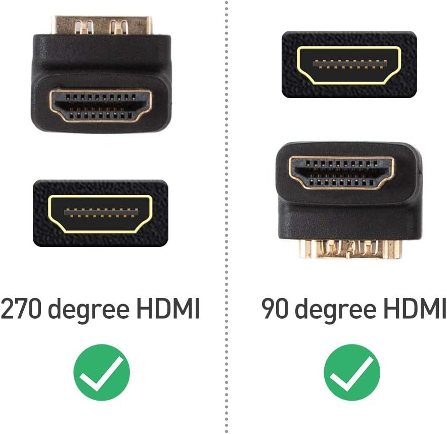 Cable Matters Combo Pack 270 Degree and 90 Degree HDMI Adapter (Right Angle HDMI) with 4K and HDR Support