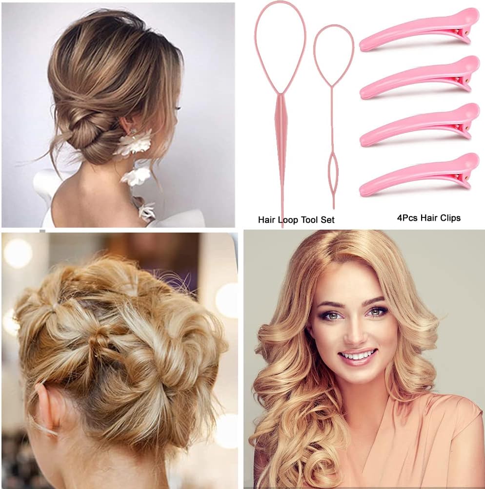 Hair Styling Tool Set: Combs, Triple Teasing Brush, Edge Brush, Rat Tail Combs, Braid Loop with Clips for Women, Girls, Kids and Stylists