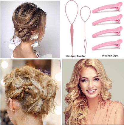Hair Styling Tool Set: Combs, Triple Teasing Brush, Edge Brush, Rat Tail Combs, Braid Loop with Clips for Women, Girls, Kids and Stylists