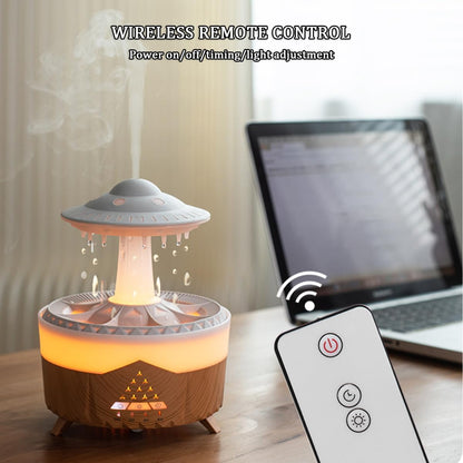 Cloud Rain Humidifier with Remote Control, 7 Colorful Light Raindrop Aroma Diffuser with Water Drop Sound and 3 Gear Timing, Air Humidifiers for Home, Office, Car, Bedroom