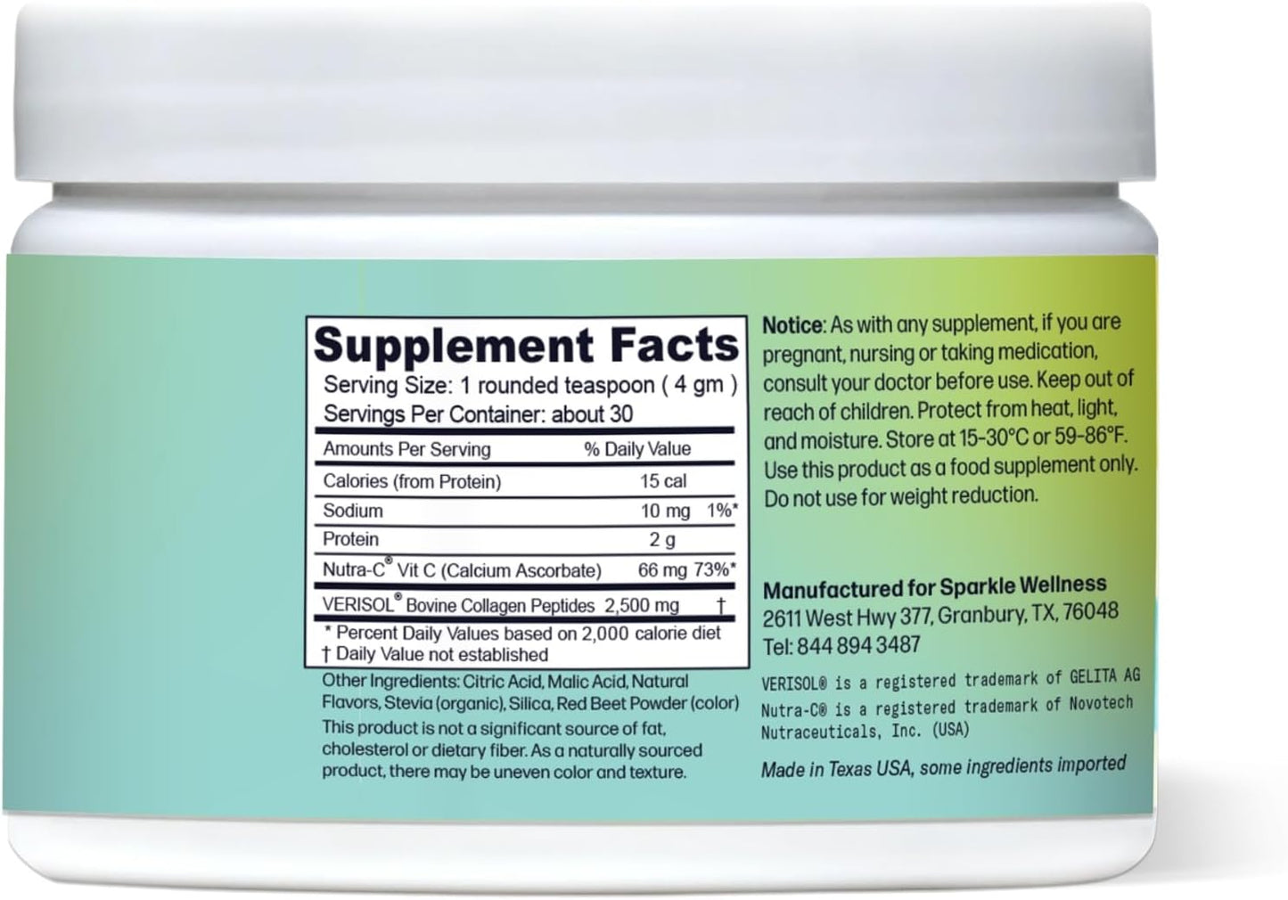 Skin Boost (Acai Lemonade) [30-Serves] | Collagen Powder Supplement with VERISOL Bioactive Hydrolyzed Collagen Peptides & Vitamin C to Improve Skin, Hair & Nail Health