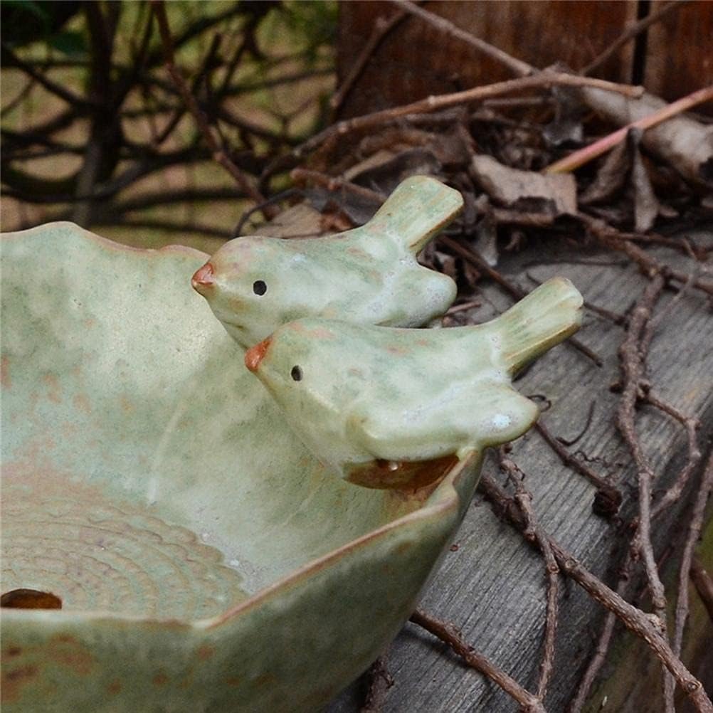 Bird Bath Ceramic Bowl Wild Finch Bird Feeder Water Baths for Garden Outside Yard Decor Bee Bird Accessories Green