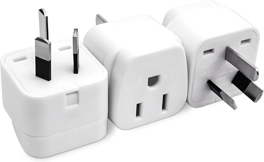 3PCS USA to AU Plug Adapter, US to AU International Power Adapters, America to AU Travel Adapter(Type I), EU to NZ Adapter for Australia, New Zealand, China, Argentina, White