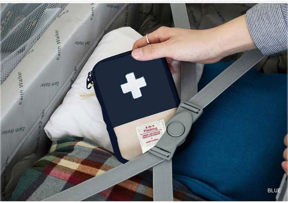 iMapo Portable Mini First Aid Kit, Empty Travel Medicine Bag, Small Medical Organizer Storage Pouch, Pill Drug Package Container for Outdoor Activities Sports Camping Hiking Emergency - Blue