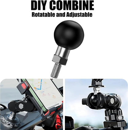YIMINGYINUO 1'' Ball Mount with M6 x 1.0mm Threaded Post Ball Mounts Compatible with RAM Mounts B Size 1 Inch Portale Screw Ball Head for Bike, Motorcycle,ATV,Stroller,Camera,Rearview Mirror (Black-2)