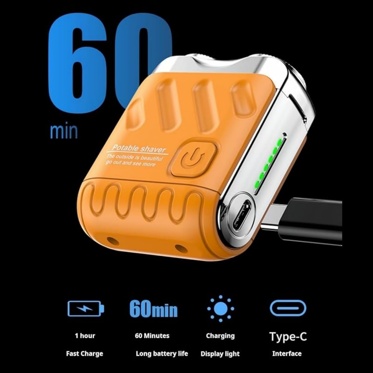 Generico Electric Mini Portable Razor,Pocket Shaver USB Mini Shavers for Men,Rechargeable Waterproof Double Head Razor,Dry Wet Electric Shaver for Home Car Travel
