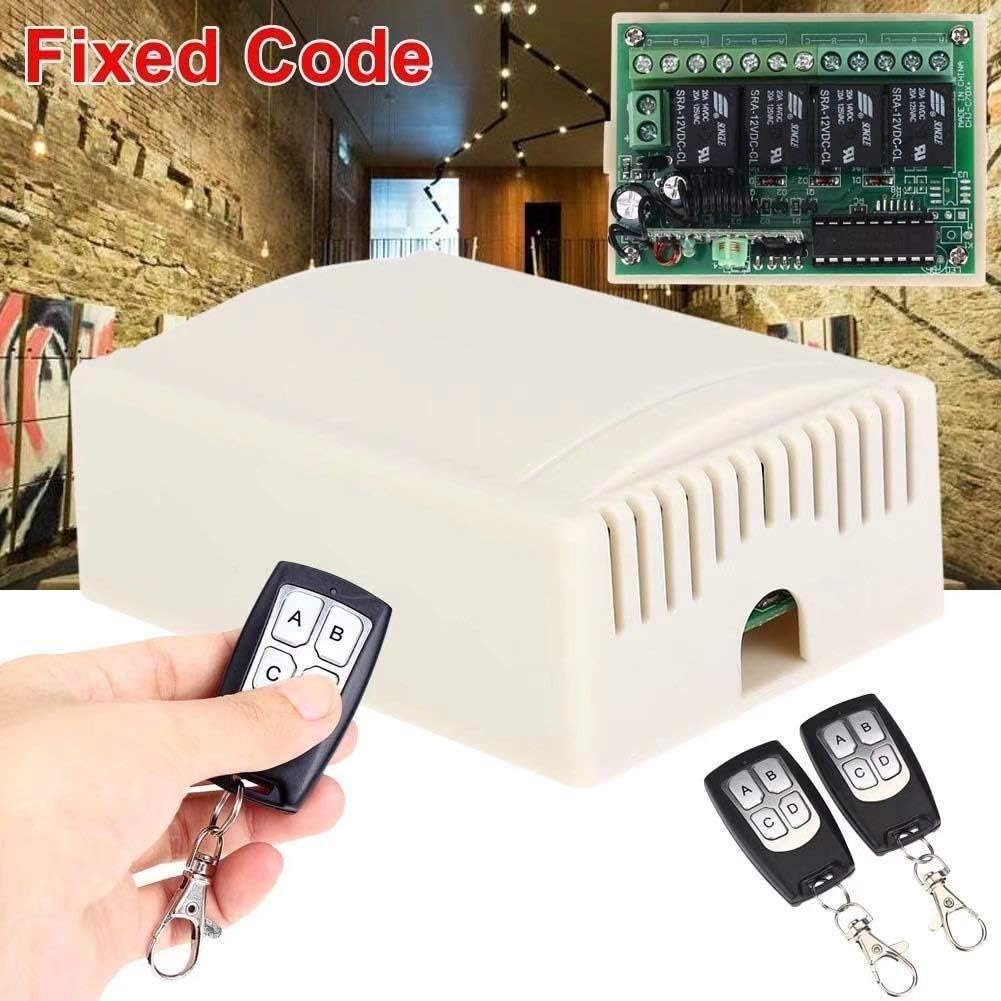 433Mhz Wireless RF Switch, DC 12V 4CH Channel Long Range Remote Control Relay Receiver Module, Transmitter Toggle RF Relay (2 Transmitter & 1 Receiver)