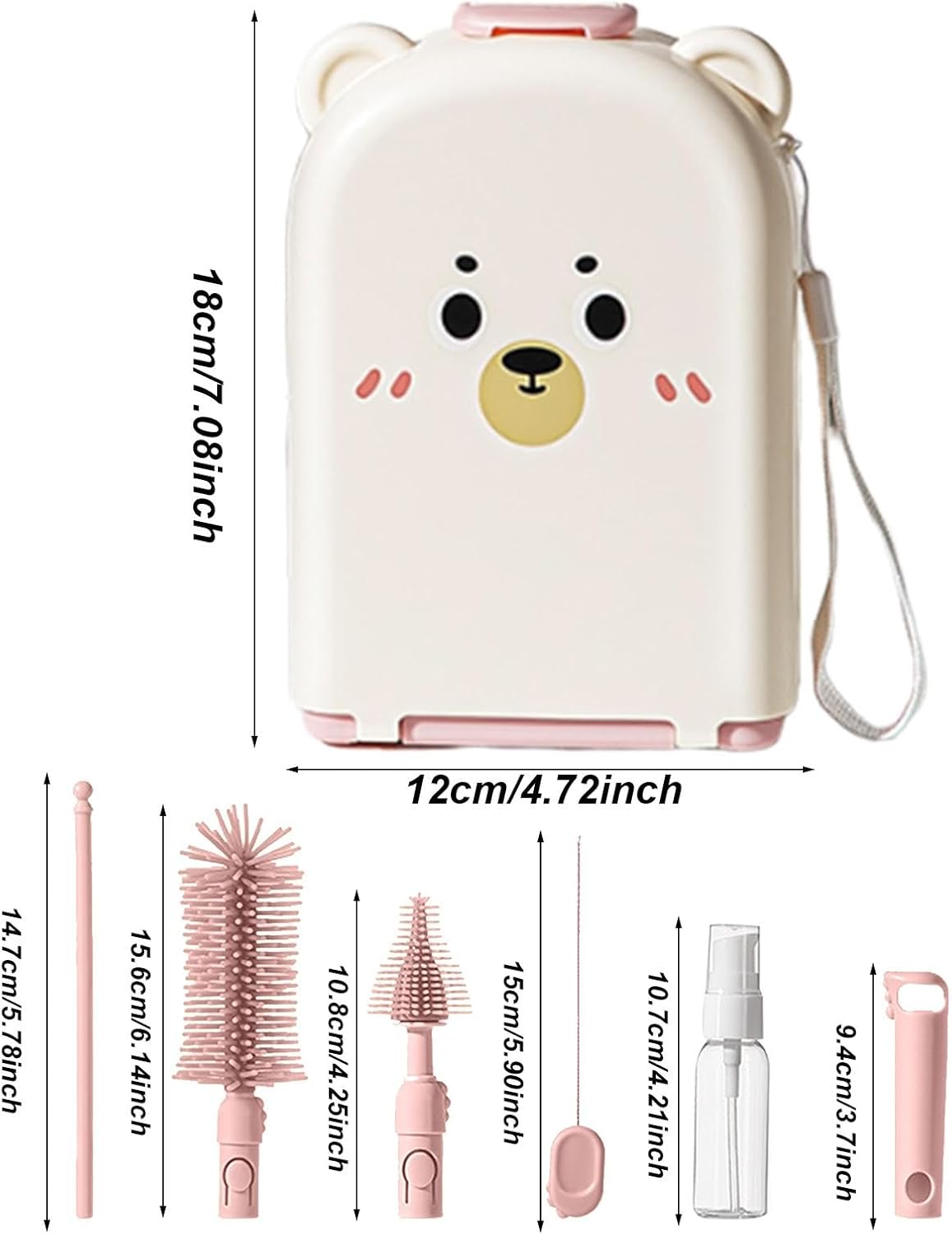 Bottle Cleaner Brush Set | Travel Nursing Bottle Brush Kit | Lightweight Cleaner Brush, Food Grade Brush Set for Nipple, Complementary Food Bowl, Compact Baby Bottle Cleaning Kit, Essential Brushes