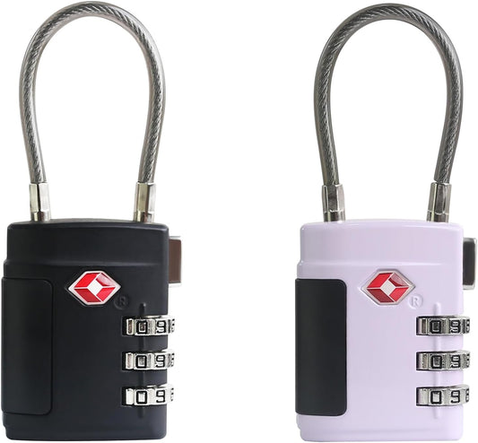 UP Security Combo TSA Locks for Luggage, Locker, Suitcase, Luggage Locks TSA Approved, Small Combination Padlock with Cable for Gym Locker, Gun Case, Backpack Bag Zipper, Storage Box, Travel Safe