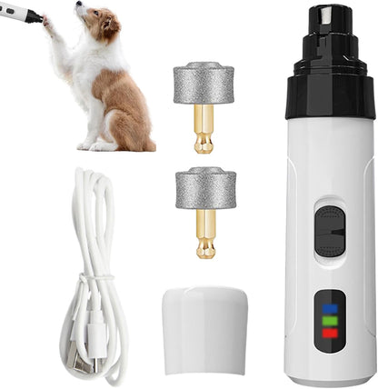 Dog Nail Grinder, Quiet ABS Cat Nail Trimmer, 2-Speed Adjustable Design, Rechargeable Pet Grooming Tool, Supplies for Hygiene, Suitable for Dogs, Cats, Small Animals, 5.51x1.38x1.38 in