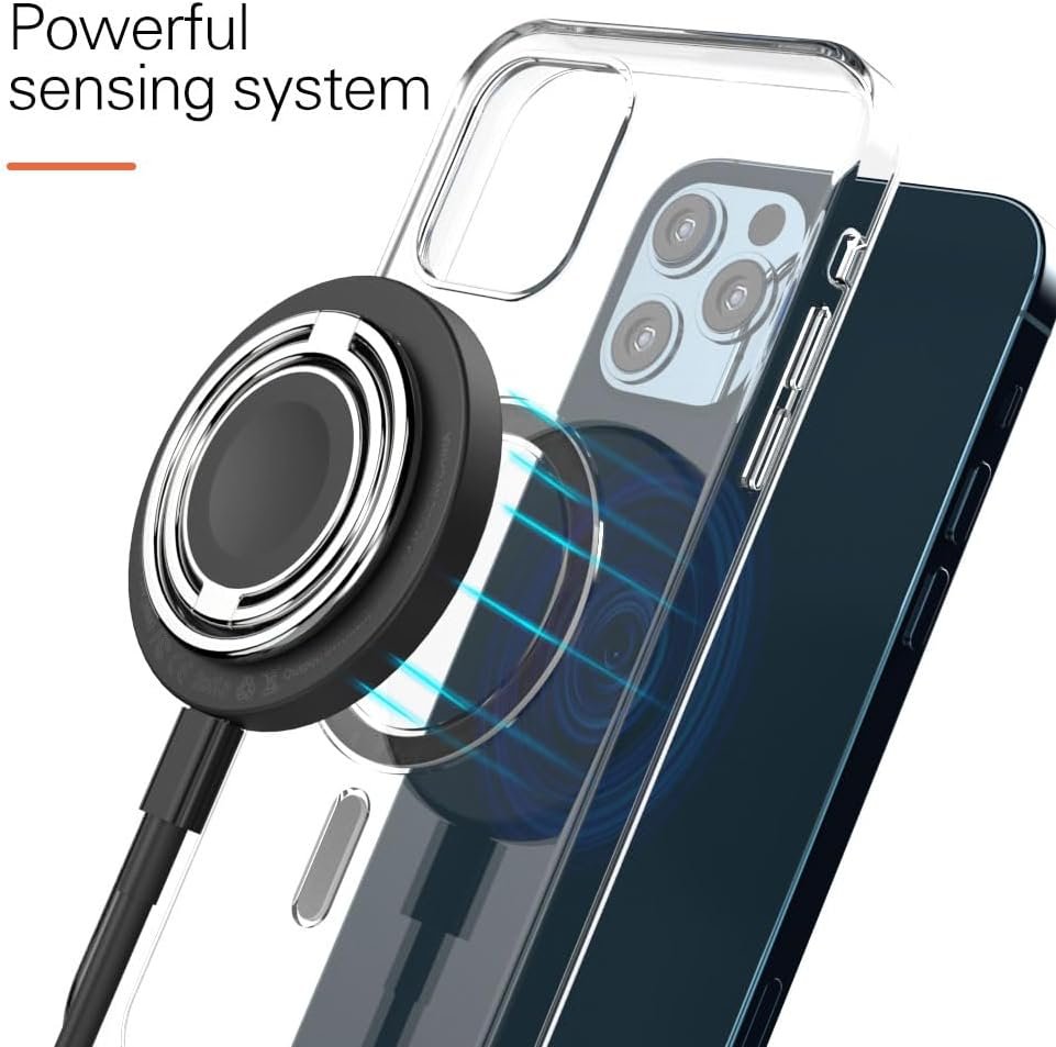 3 in 1 Magnetic Wireless 15W Fast Charger, Charging Station Compatible with iPhone iWatch AirPods Wireless Chargeable Phones, Phone Holder with Double Ring Kickstand (Black)