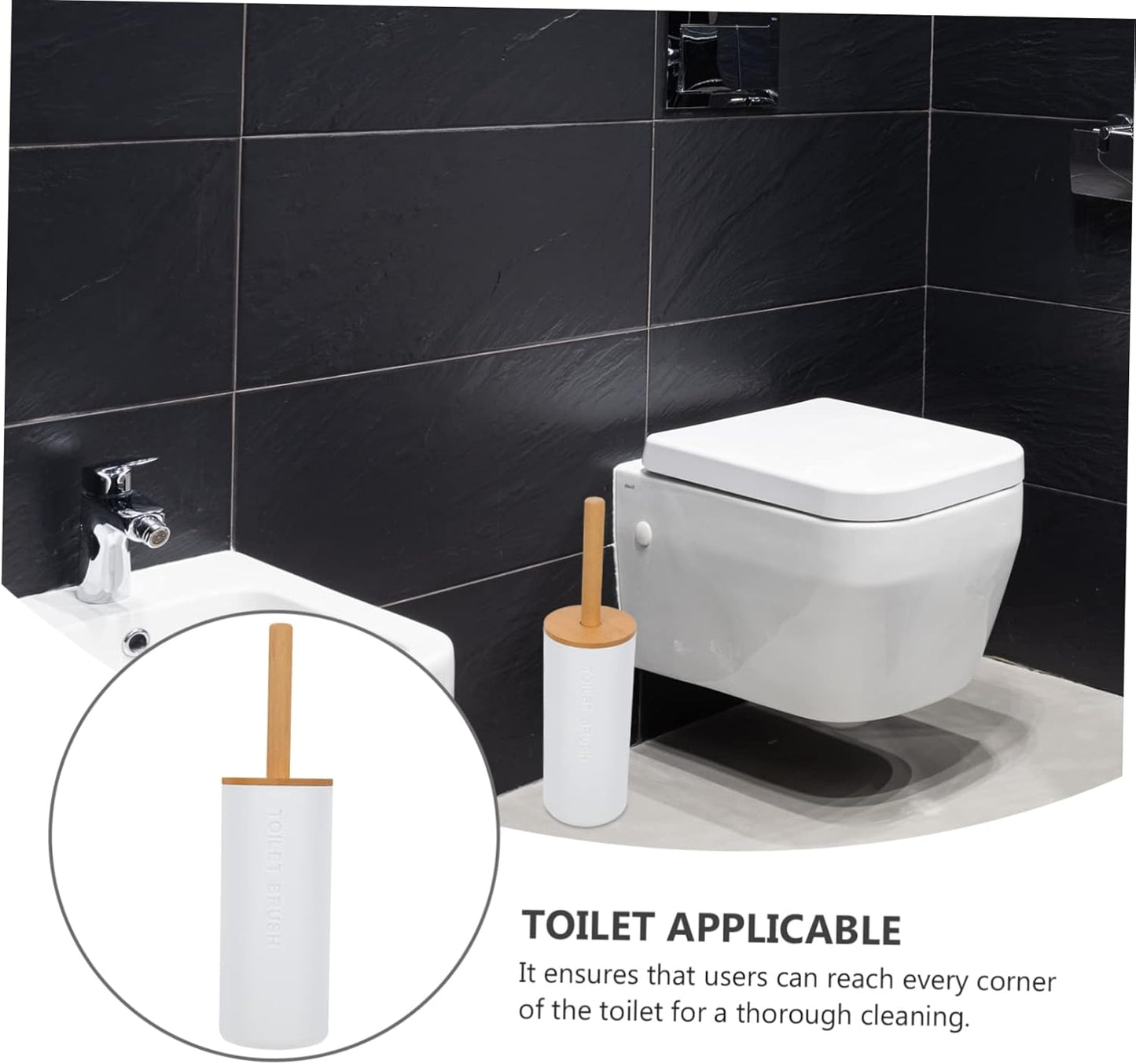 iplusmile 1Pc Long Handle Toilet Brush with Base Modern Bathroom Cleaner Slip Grip Design for Efficient Cleaning Supplies Essential for Odor Maintenance
