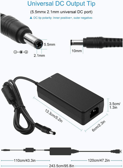 ALITOVE 24V Power Supply 4A 96W AC/DC Adapter 100-240V AC to DC 24 Volt Converter 4amp 3.75A 3.5A 3.3A 3.2A Transformer 5.5x2.5mm for LED Strip CCTV Camera LCD Monitor Massage Chair