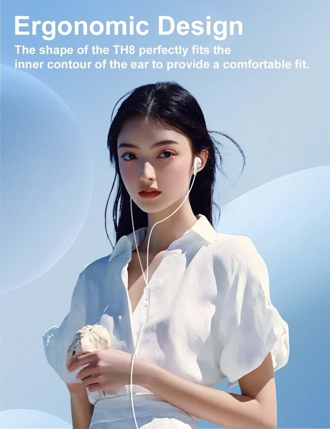 MAS CARNEY USB C Headphones Wired TH8,in Ear Type C Earphones with Mic,USBC Earbuds Compatible with Samsung Galaxy S25 S24 S23 A55 A53,iPhone 15 16 iPad, Xiaomi Redmi,Google Pixel,Huawei Honor,Oppo