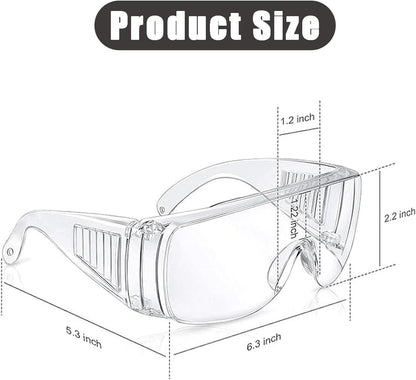 WTTUOAM 6 Pieces Clear Safety Glasses Over Glasses Goggles Anti- Fog/Scratch Eye Protective Polycarbonate Eyewear Safety Goggles for Shooting, Labs, Outdoor, Workplaces Safety Eye Protection