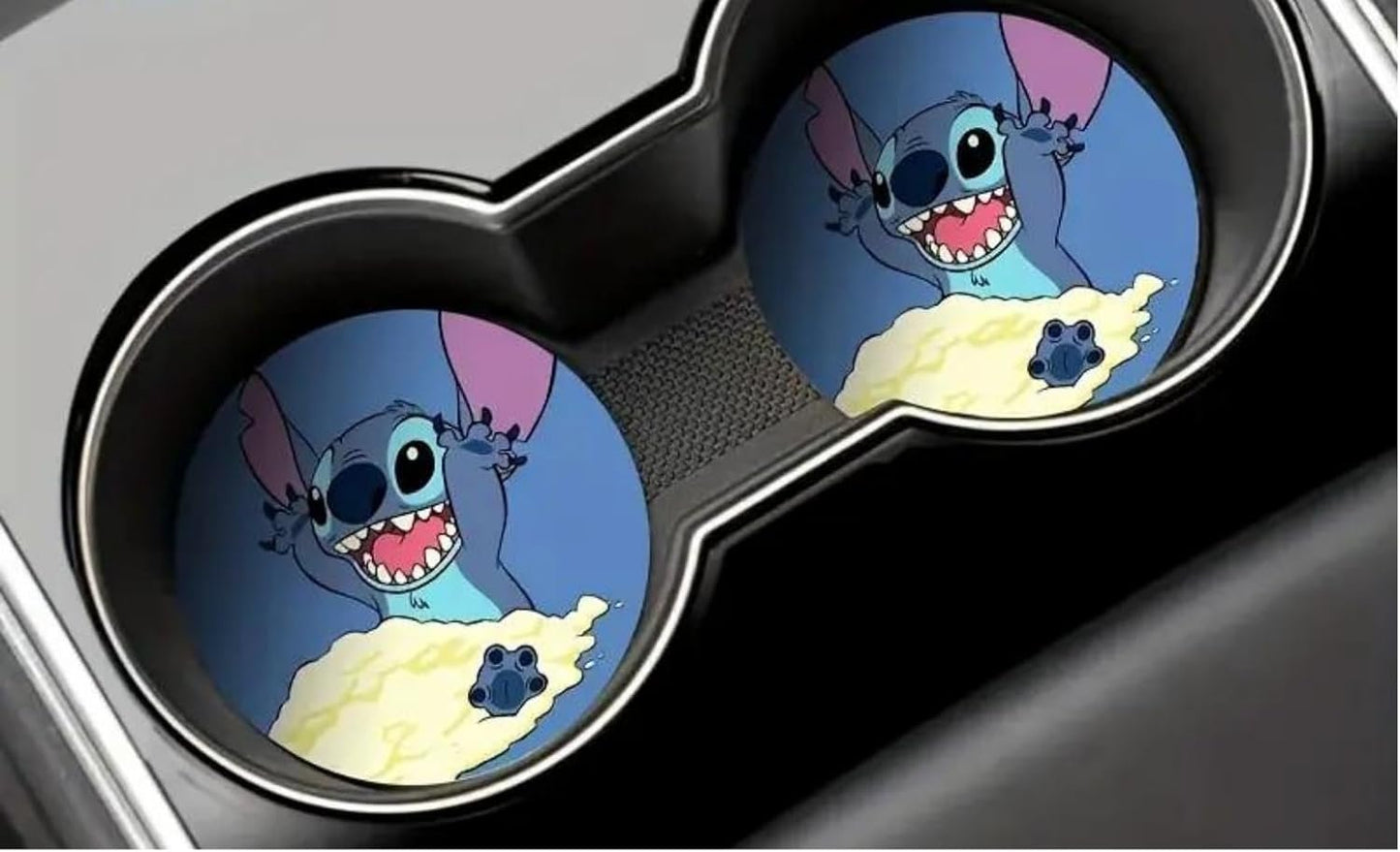 Rawan Car Cup Holder Coaster, 2PCS Cute Stitch Car Coasters for Cup Holder Universal Auto Anti Slip Insert Coaster, Cute Car Assecories for Women Men,Cute Car Interior Accessories (A)