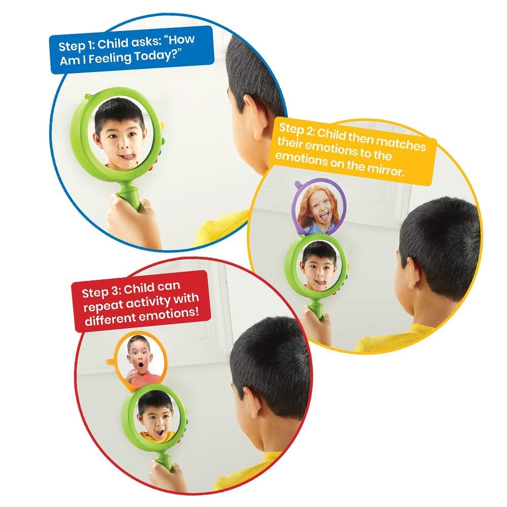 hand2mind See My Feelings Mirror, Social Emotional Learning Mirror, Sensory Toys for Toddler Learning, Anxiety Relief for Kids, Mindfulness for Kids, Kindergarten Homeschool Supplies (Pack of 1)