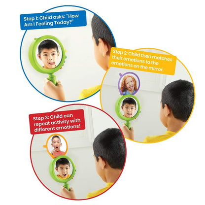 hand2mind See My Feelings Mirror, Social Emotional Learning Mirror, Sensory Toys for Toddler Learning, Anxiety Relief for Kids, Mindfulness for Kids, Kindergarten Homeschool Supplies (Pack of 1)