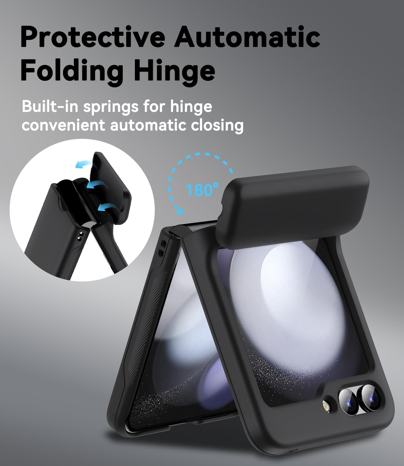 RUNGOS for Samsung Z Flip 6 Case with Hidden Card Holder [Automatic Folding Hinge Protection] [1-2 Card Slot] Skin Feel for Samsung Galaxy Z Flip 6 Case, 10Ft Drop Tested Full Body Protection Cover