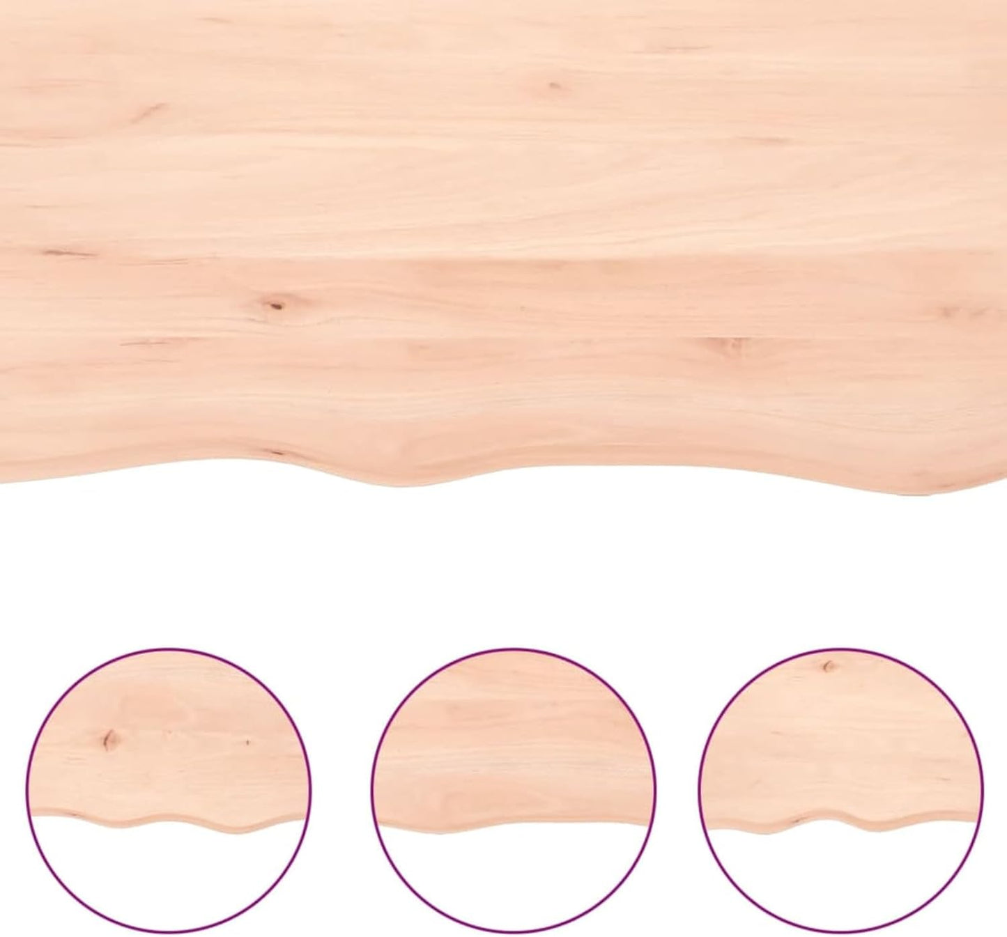 100 x 60 cm Solid Unfinished Oak Tabletop, Live Edge Design, Versatile Replacement for Kitchen Center Table, Dining Table, Desk Surface, Durable and Stylish