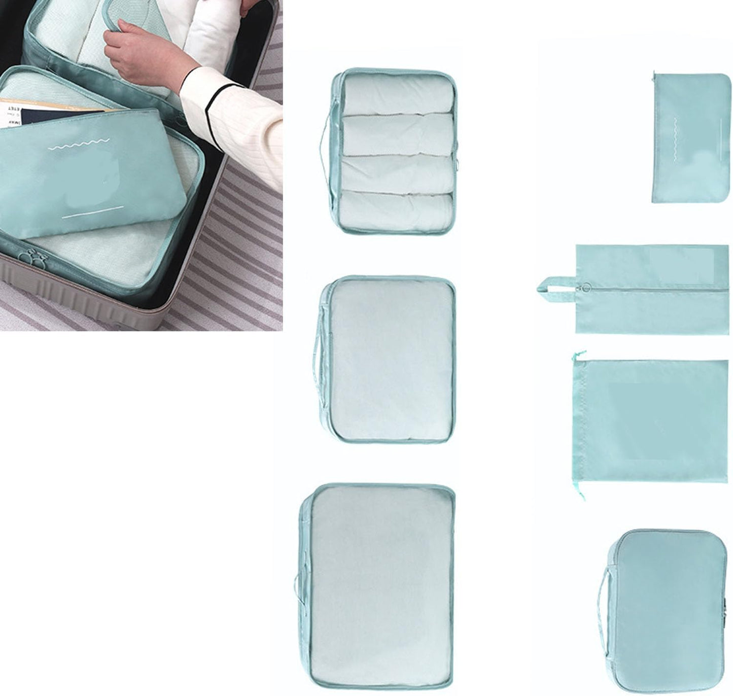 Topyond 7pcs Luggage Packing Cubes Set,Waterproof Polyester Travel Packing Bags for Business Trip, Suitcase Organization, Space Saving Storage for Packing