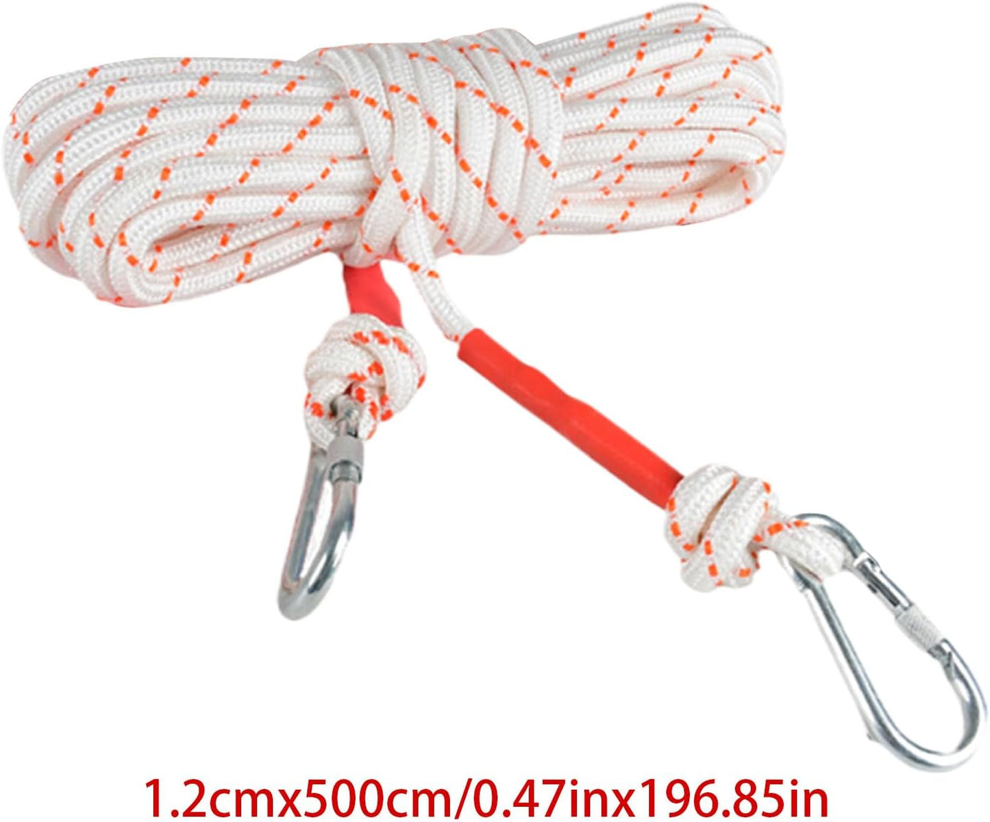 Escape Safety Rope, Steel Wire Core Climbing Cord, Double Hook Design, Portable Rescue Tool, Ideal for Hiking, Camping, Construction, Outdoor Adventures, Mountaineering, 0.47 inch