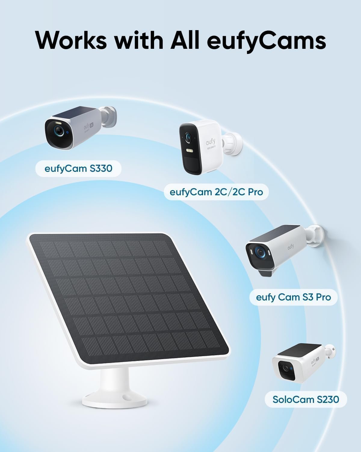 eufy Security eufyCam 2C Pro add on Security Cameras Wireless Outdoor with Solar Panel 3W, Cameras for Home Security, Requires HomeBase 2, 2K Resolution, 180-Day Battery Life, IP67 Weatherproof