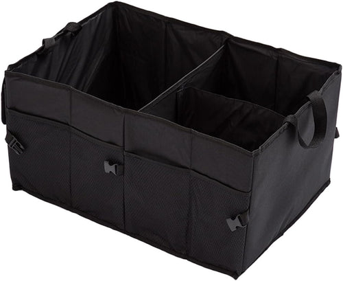 Car Trunk Organizer Foldable Vehicle Storage Box for Camping and Daily Use Multi Compartment Rear Seat Cargo Box with Handles SUV or Trunk Storage for Car Accessories