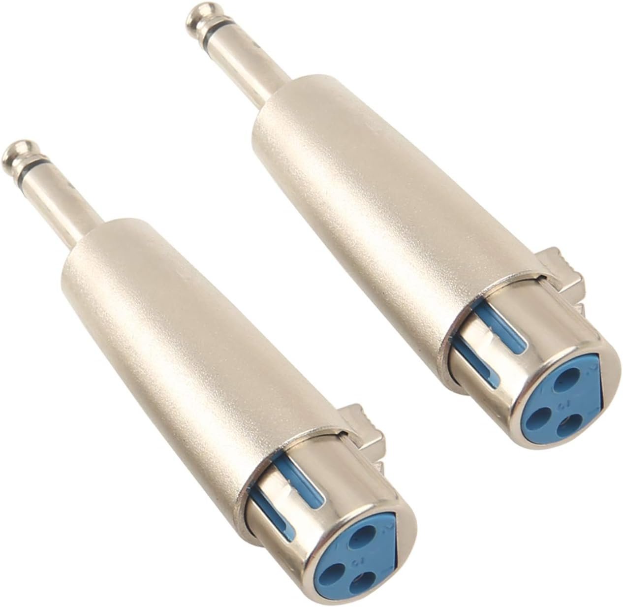 Devinal Professional 6.35mm 1/4 Inch Mono Male Plug to 3 Pin XLR Female Jack Stereo Audio Microphone Adapter Converter Connector (2 Pack)