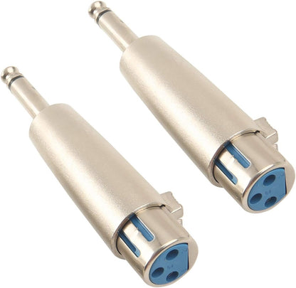Devinal Professional 6.35mm 1/4 Inch Mono Male Plug to 3 Pin XLR Female Jack Stereo Audio Microphone Adapter Converter Connector (2 Pack)