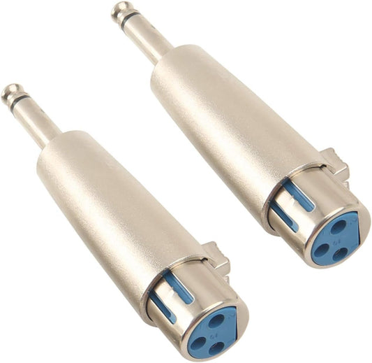 Devinal Professional 6.35mm 1/4 Inch Mono Male Plug to 3 Pin XLR Female Jack Stereo Audio Microphone Adapter Converter Connector (2 Pack)
