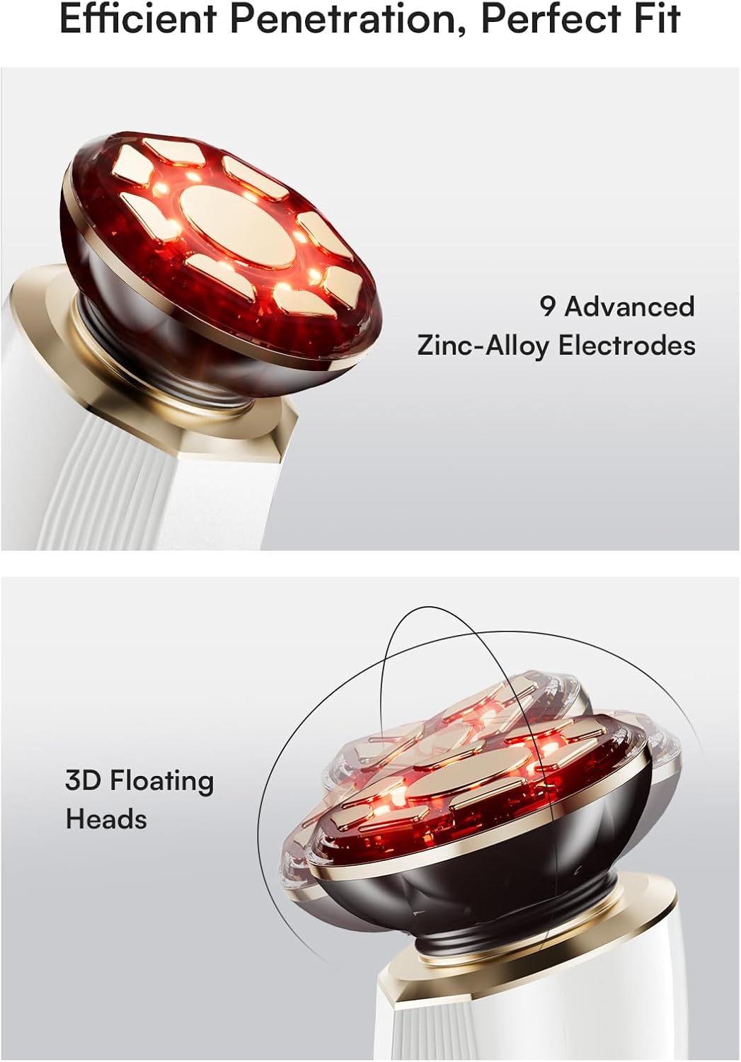 INIA 3-in-1 Red Light Therapy for Face and Neck, Skin Tightening Device True Beauty Glow Facial Massager for Skin Care, Effective Wrinkle Reduction Anti-Aging with Lifting, Tightening, Infusing